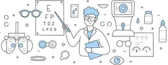 Illustration of an eye doctor explaining long-term laser eye surgery results